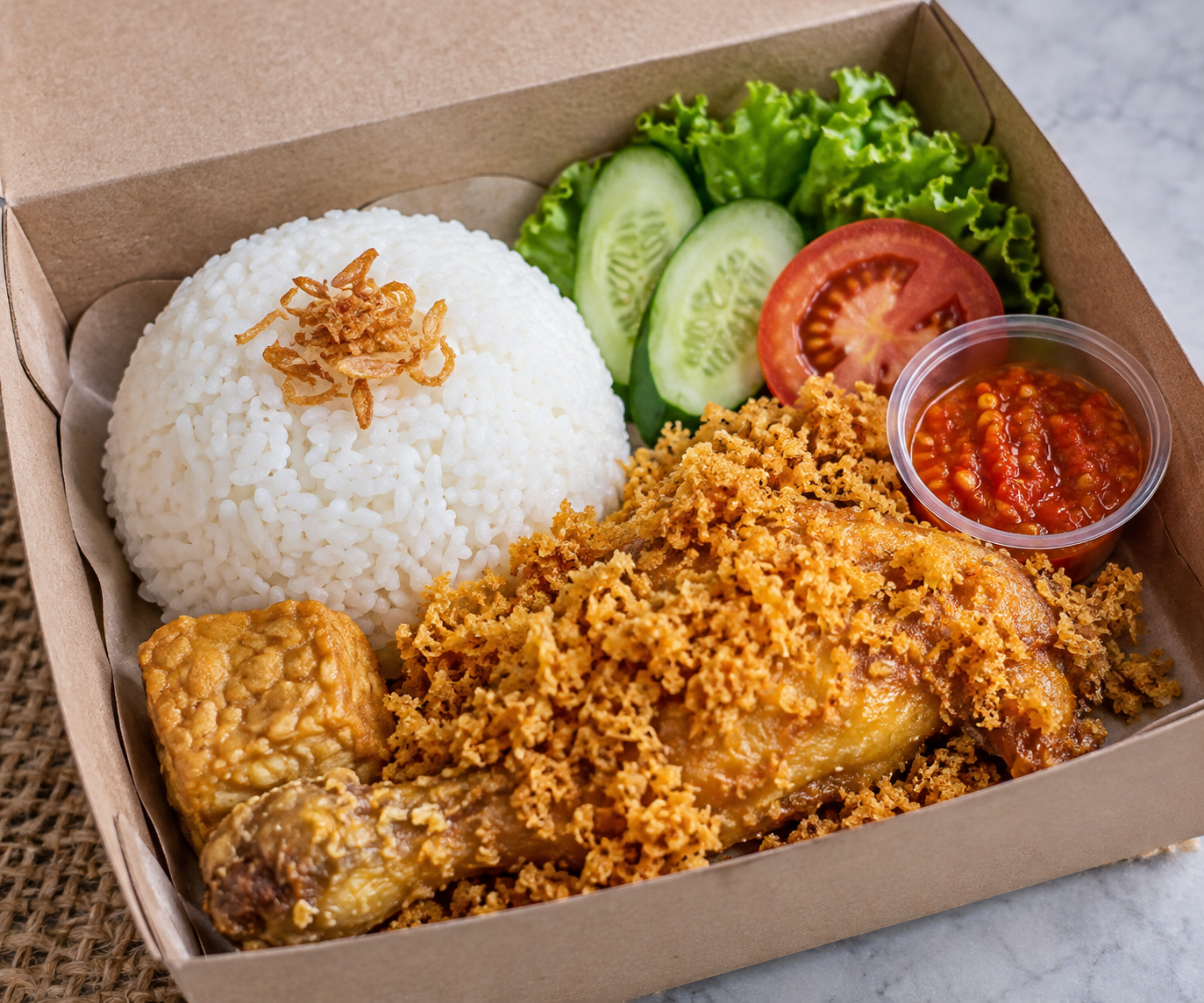 Nasi Kardusan Ayam Kremes