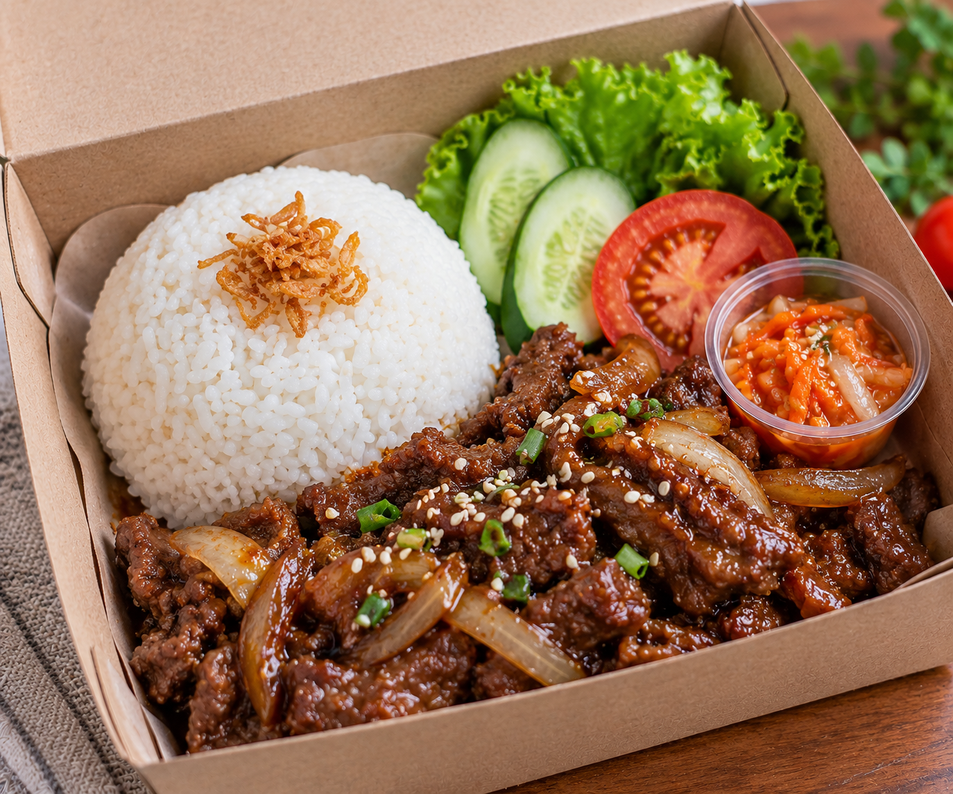 Nasi Kardusan Beef Teriyaki